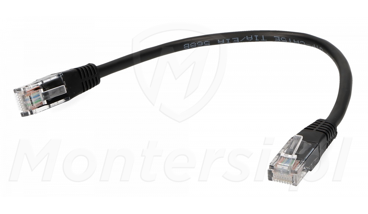 Patchcord U/UTP kat.5e, długość 0.25m - czarny Patchcord U/UTP kat.5e, długość 0.25m - czarny