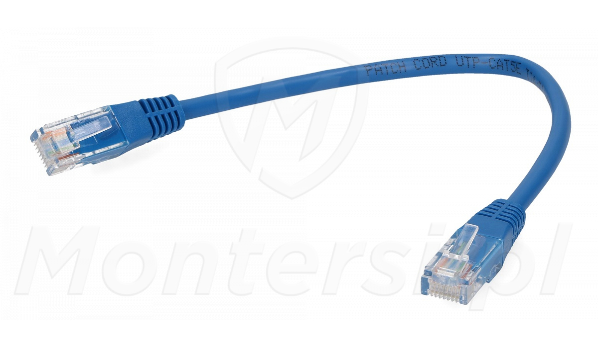 Patchcord U/UTP kat.5e, długość 0.25m - niebieski
