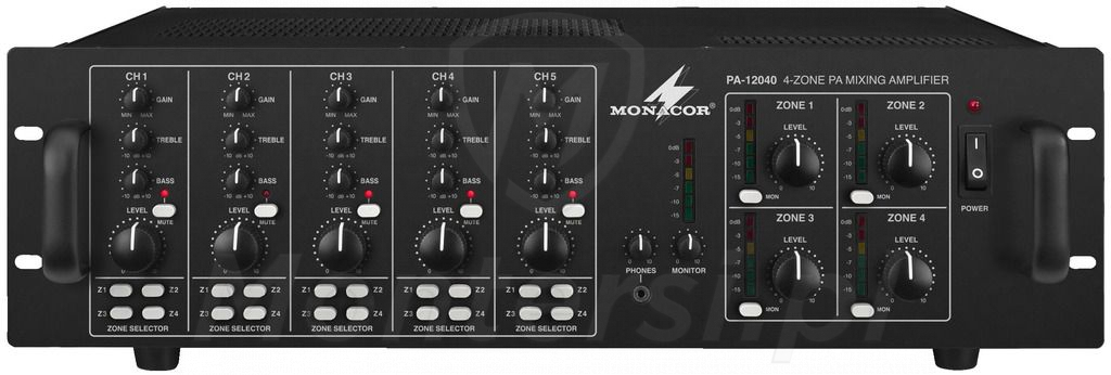 PA-12040 - Matrycowy wzmacniacz 4-strefowy (120 W x 4), 100 V, 70 V, 25 V,  4/8 Ohm, RACK 19"