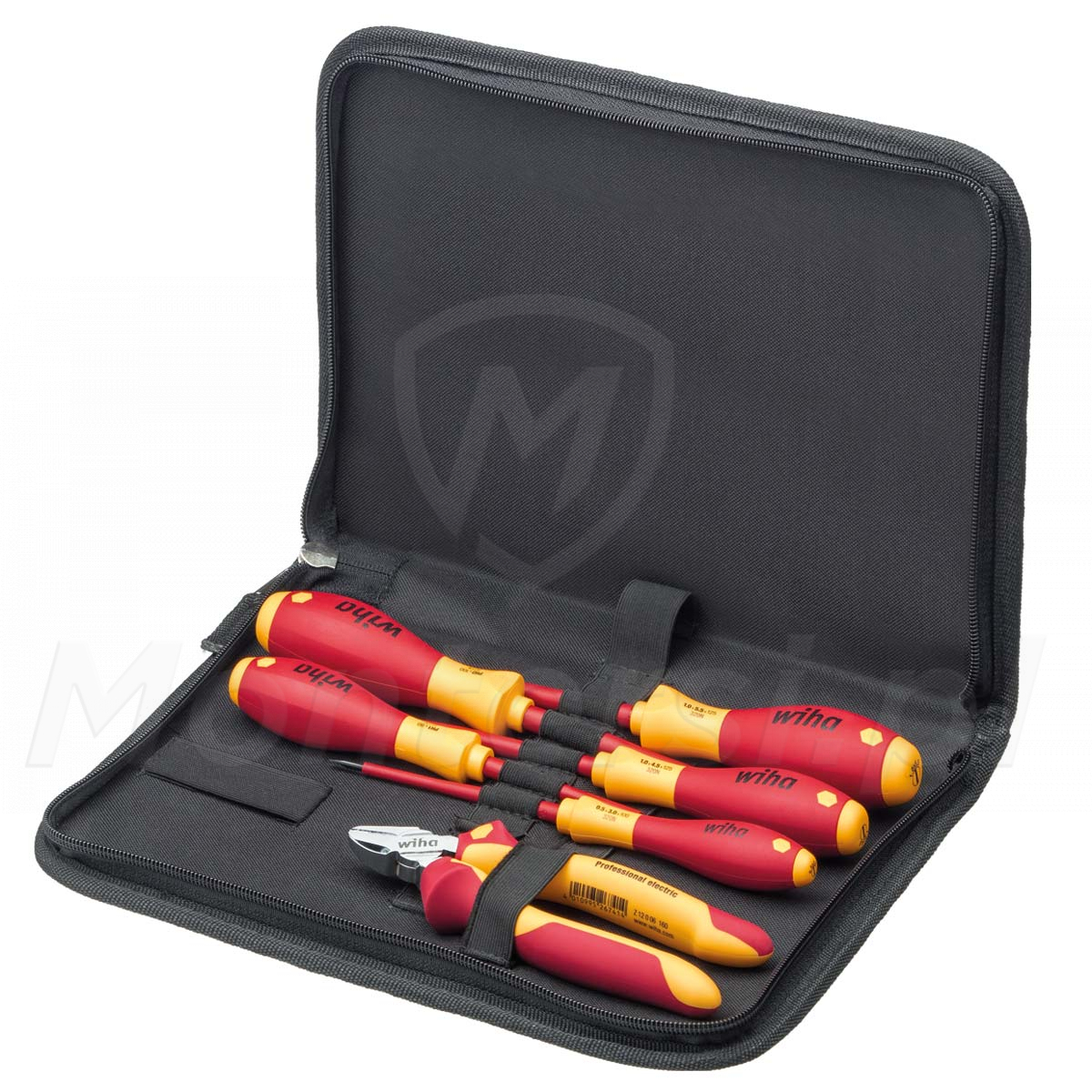WIHA 33969 - Zestaw narzędzi dla elektryków w torbie. Wkrętaki, szczypce do cięcia bocznego, 6 elementów.