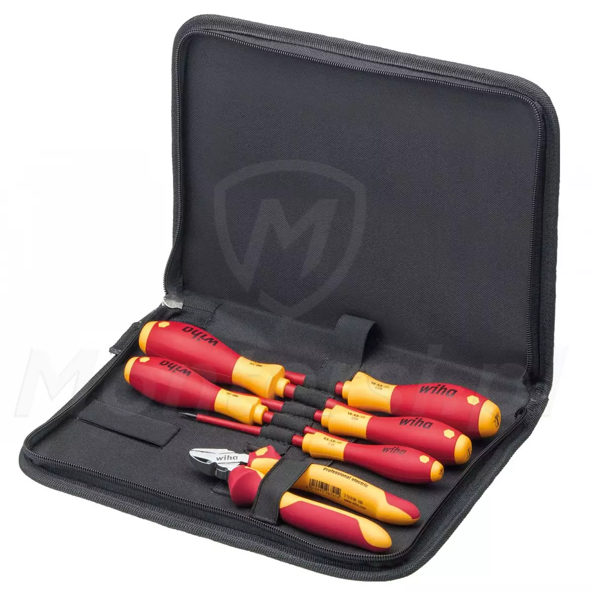 WIHA 33969 - Zestaw narzędzi dla elektryków w torbie. Wkrętaki, szczypce do cięcia bocznego, 6 elementów. WIHA 33969 - Zestaw narzędzi dla elektryków w torbie. Wkrętaki, szczypce do cięcia bocznego, 6 elementów.