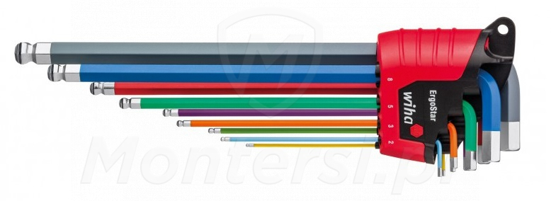 Wiha 41979 - zestaw kluczy trzpieniowych | 9 najpopularniejszych kluczy | ergonomiczny uchwyt | pokryte kolorowym lakierem Wiha 41979 - zestaw kluczy trzpieniowych | 9 najpopularniejszych kluczy | ergonomiczny uchwyt | pokryte kolorowym lakierem