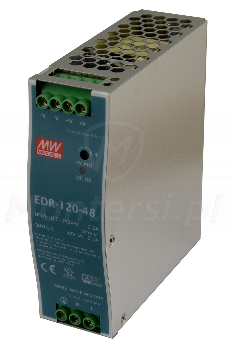 EDR-120-48 - Zasilacz na szynę DIN 48V DC / 2.5 A EDR-120-48 - Zasilacz na szynę DIN 48V DC / 2.5 A