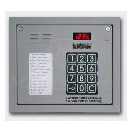 CP-2502NP - Cyfrowy panel bramowy z listą lokatorów srebrny