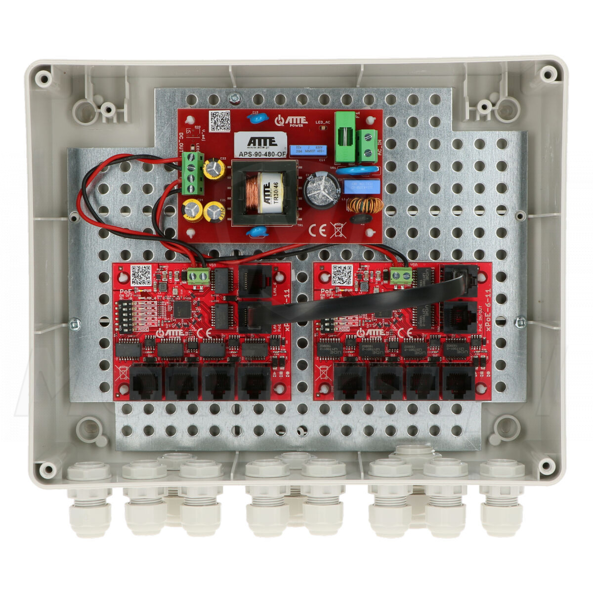IP-9-11-L2 - Zasilacz impulsowy 9x PoE, 1x UPLINK, 96W, IP56, ATTE