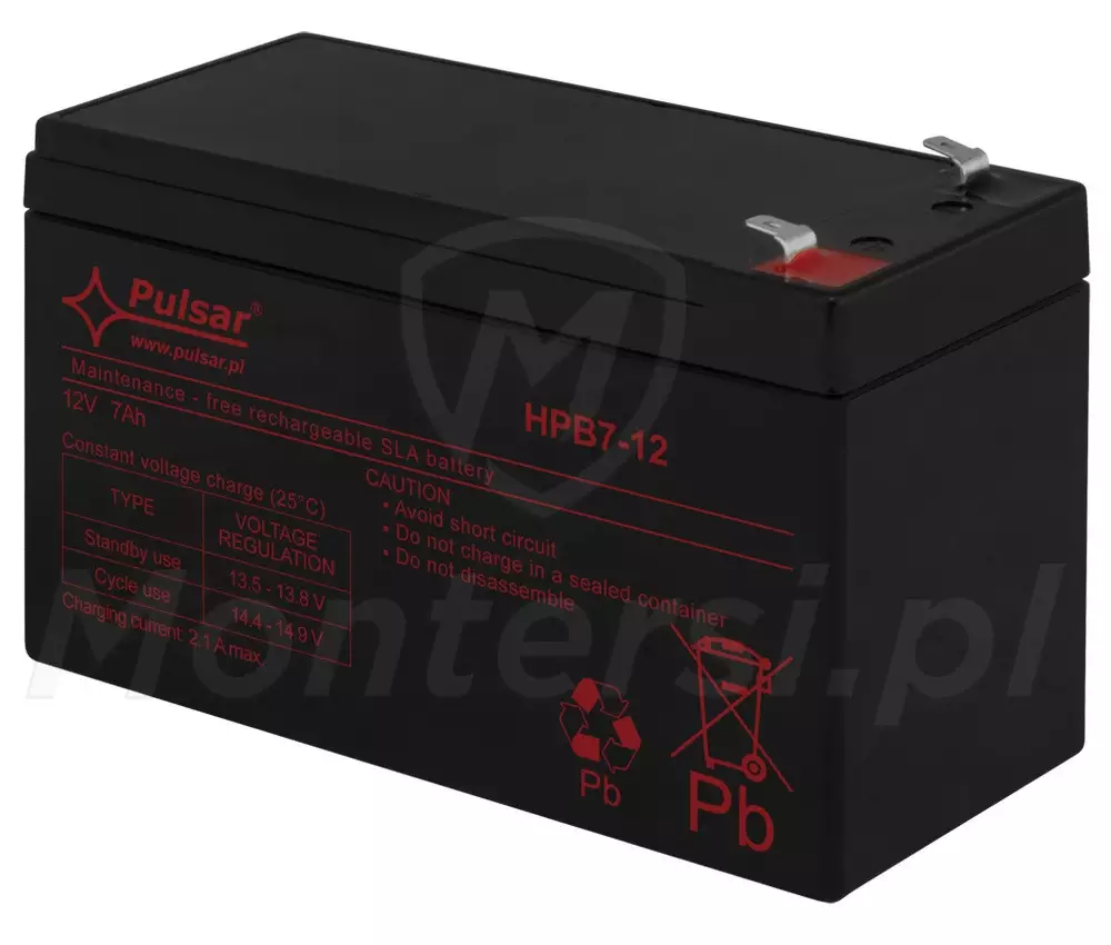 7 Ah / 12 V - Akumulator bezobsługowy HPB7-12