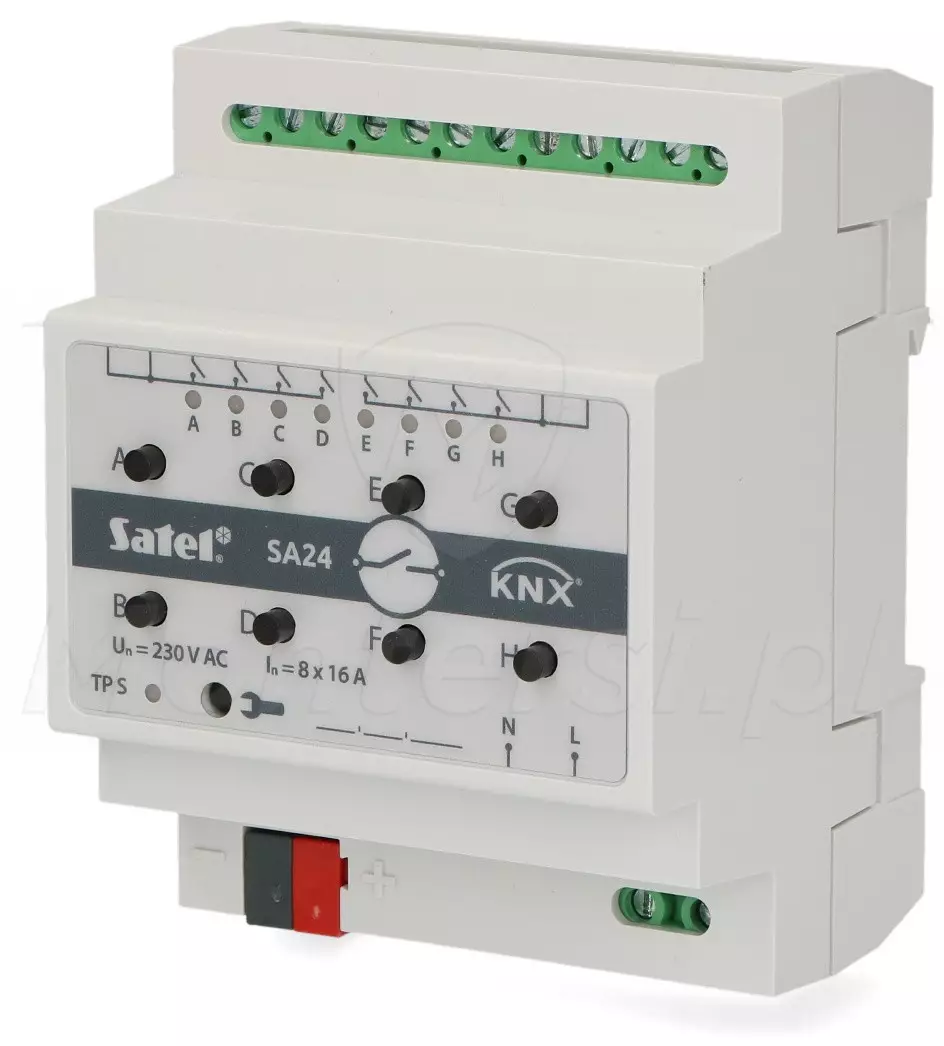 KNX-SA24 - Uniwersalny aktor przełączający, 8 przekaźników