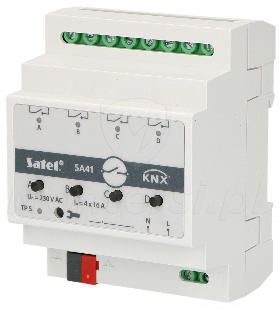 KNX-SA41 - Uniwersalny aktor przełączający, 4 przekaźniki KNX-SA41 - Uniwersalny aktor przełączający, 4 przekaźniki