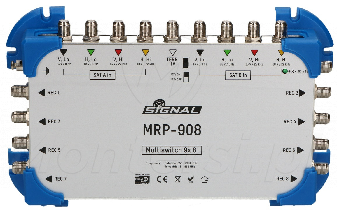 MRP-908 Multiswitch Signal 9/8 z pasywnym torem TV naziemnej MRP-908 Multiswitch Signal 9/8 z pasywnym torem TV naziemnej