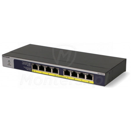 GS108PP - 8-portowy switch PoE, 8x PoE 802.3af/at