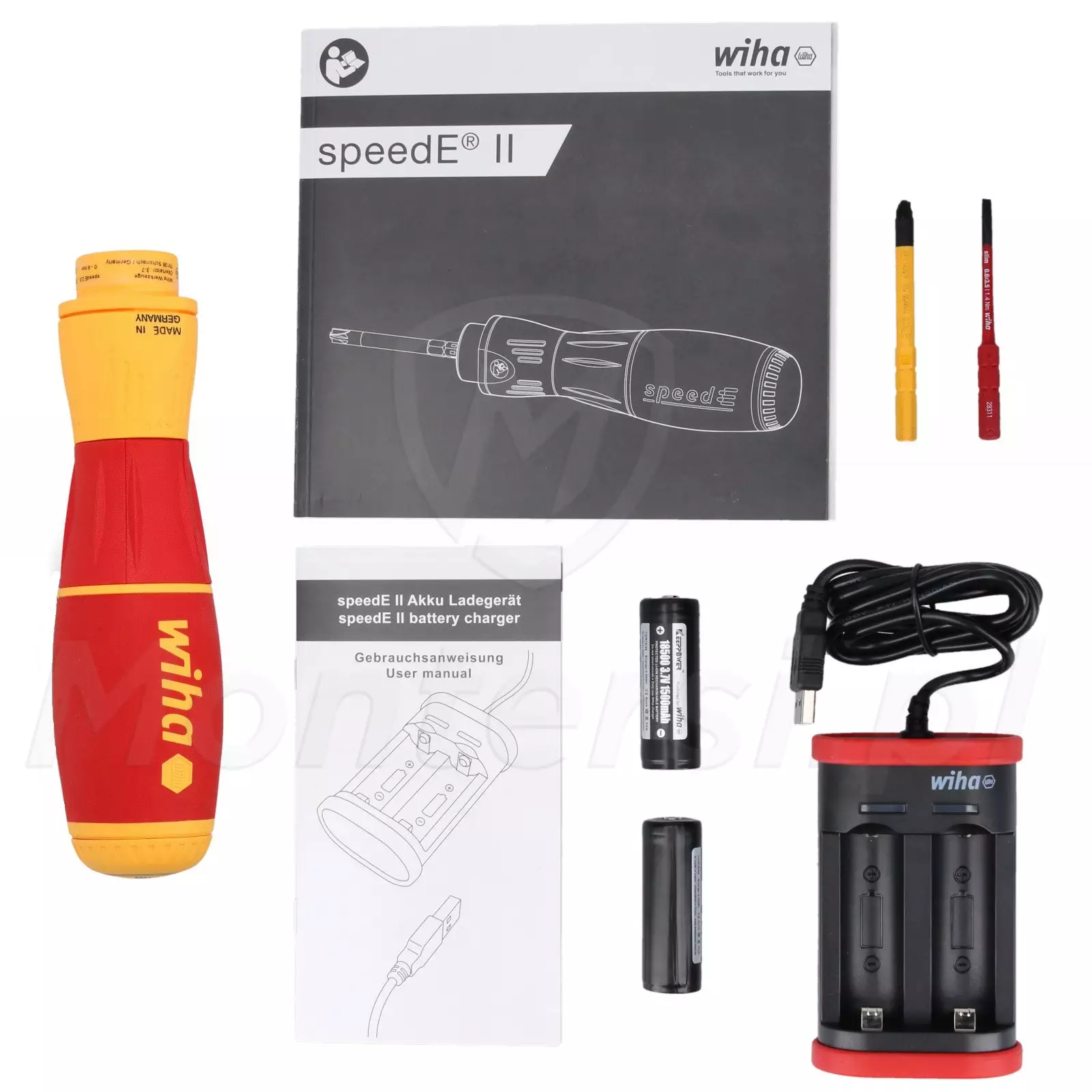 WIHA 44318 - Wkrętak elektryczny SpeedE II z 2 bitami slimBit