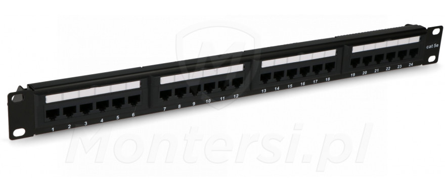 CCAS-PA5E-24UTP - Panel kat. 5eUTP 19" 1U, 24xRJ45 - front