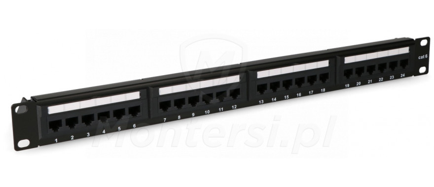 CCAS-PA6-24UTP - Panel kat.6 UTP 19" 1U, 24 x RJ45 - front