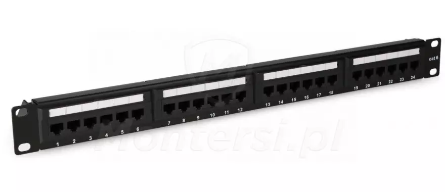 CCAS-PA6-24UTP - Panel kat.6 UTP 19" 1U, 24 x RJ45 - front