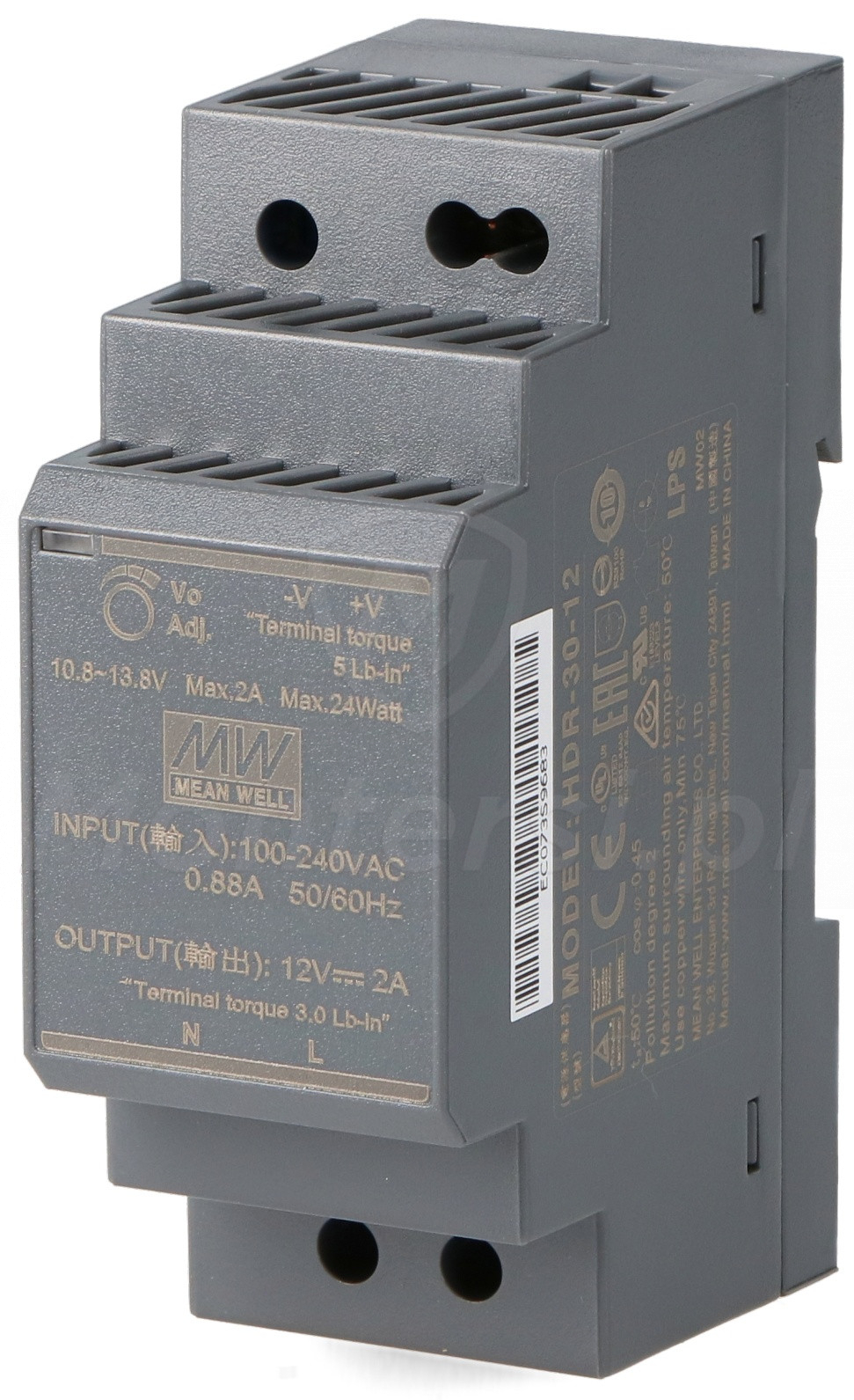 HDR-30-12 - Zasilacz na szynę DIN 12V/2A