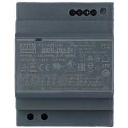 HDR-100-24 - Zasilacz na szynę DIN 24V/3.83A - front