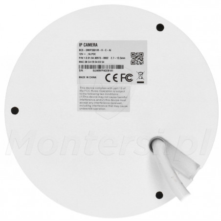 Spód kamery IP BCS-DMIP3501IR-V-E-Ai