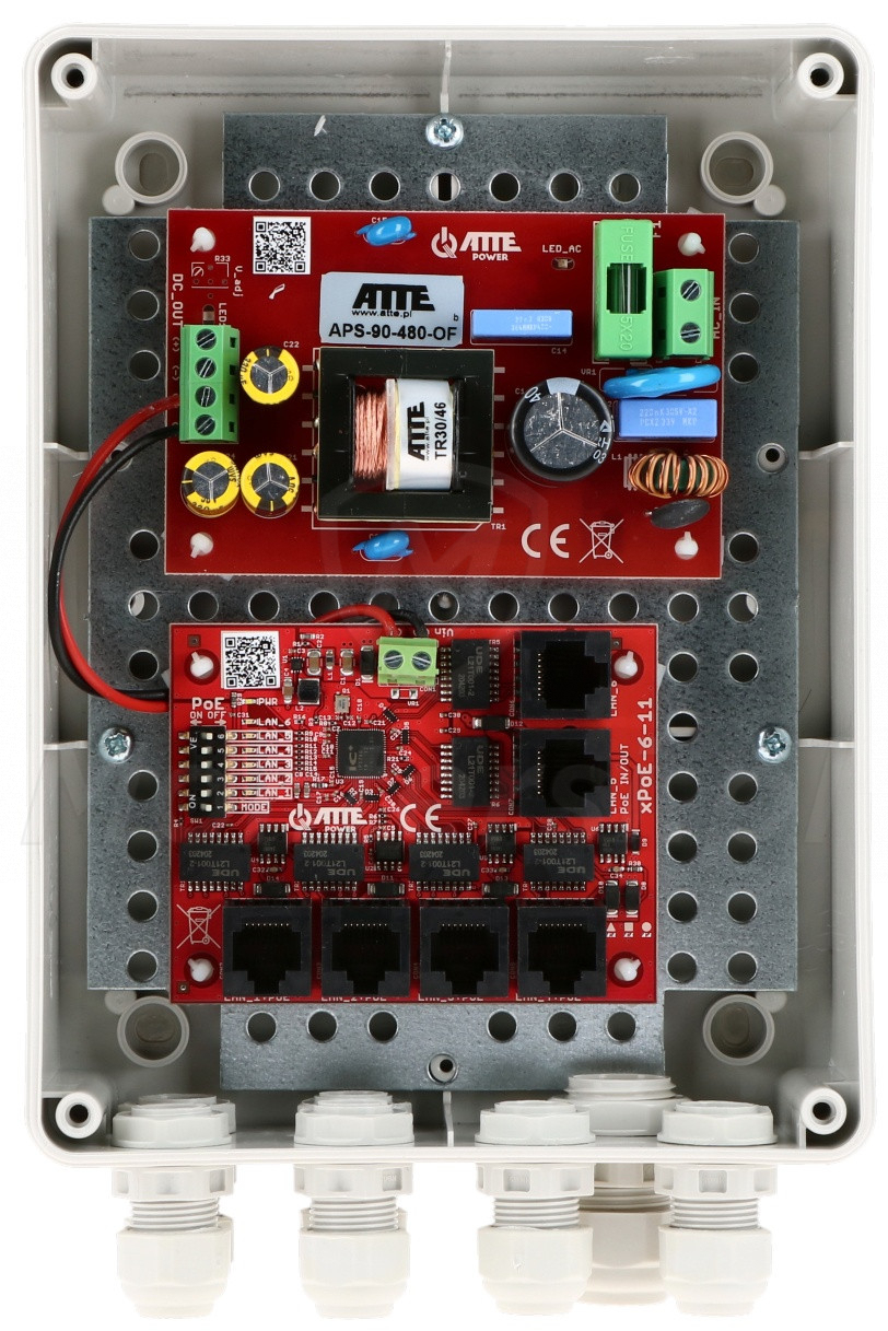 IP-5-11-M2 - Zasilacz impulsowy 5x PoE, 1x UPLINK, 96W, IP56, ATTE