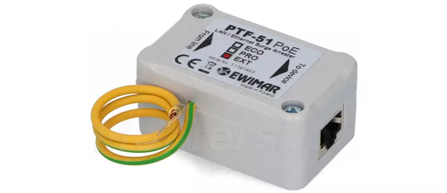 Zabezpieczenie przeciwprzepięciowe PTF-51-EXT/PoE Zabezpieczenie przeciwprzepięciowe PTF-51-EXT/PoE