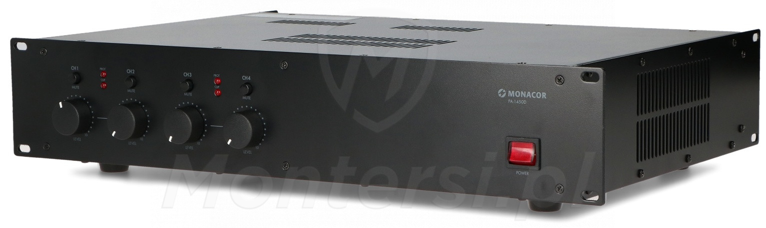 PA-1450D Wzmacniacz 4-kanałowy 200 W (4x50 W), 100 V, 70 V, 25 V,  4 Ohm, RACK 19"