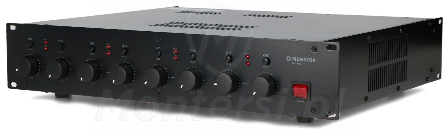 PA-1850D Wzmacniacz 8-kanałowy 200 W (8x50 W), 100 V, 70 V,  4 Ohm, RACK 19"