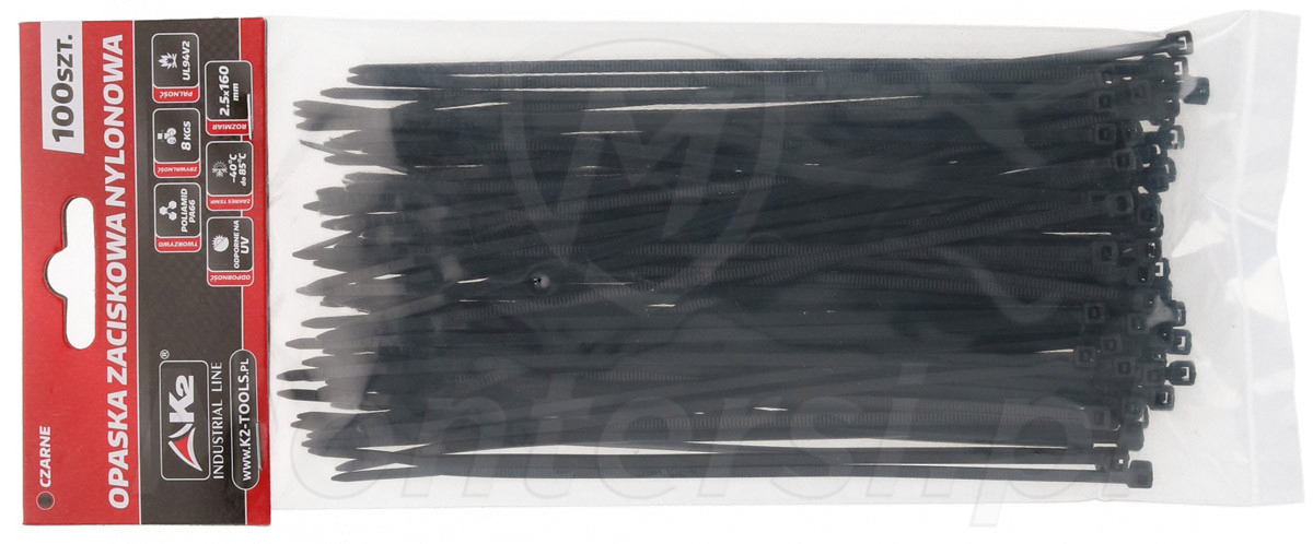 Opaska 160/2.5 czarna, opakowanie 100 szt.