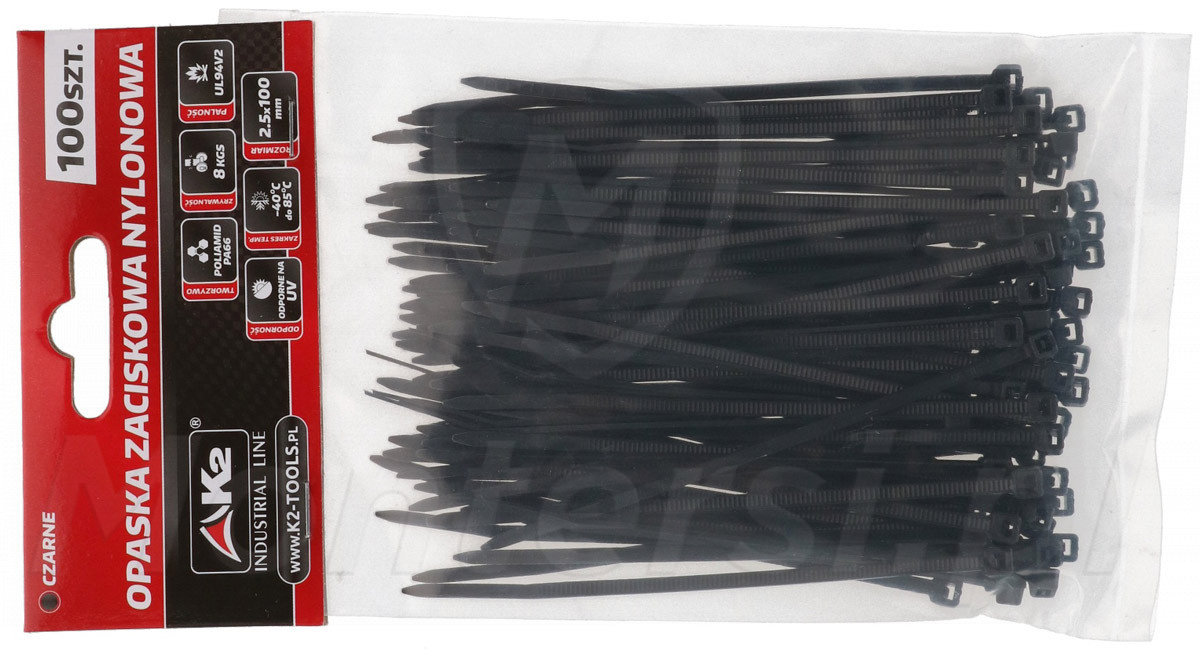 Opaska 100/2.5 czarna, opakowanie 100 szt.