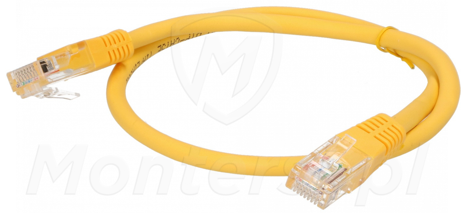 Patchcord U/UTP kat.5e, długość 0.5m - żółty