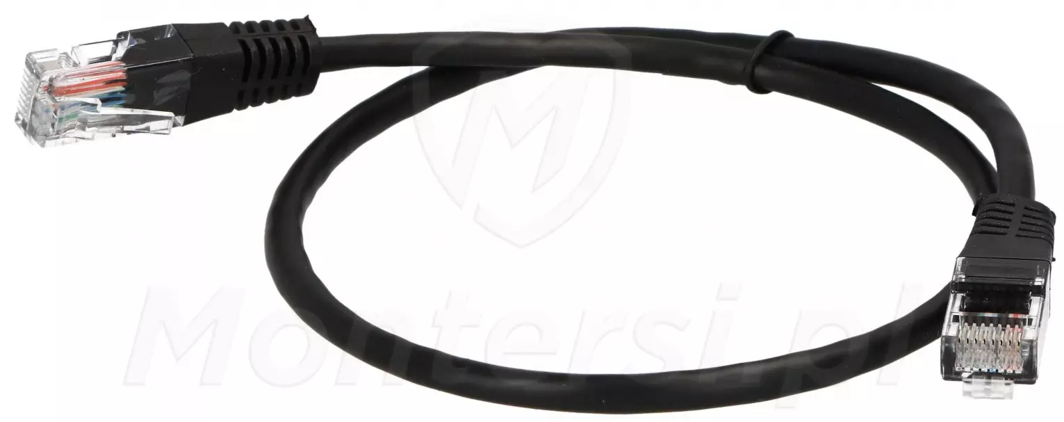 Patchcord U/UTP kat.5e, długość 0.5m - czarny