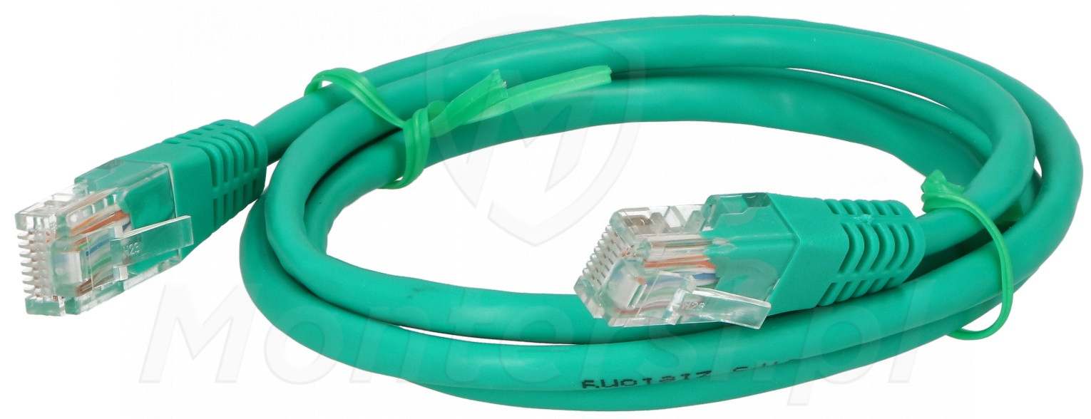 Patchcord U/UTP kat.5e, długość 1m - zielony