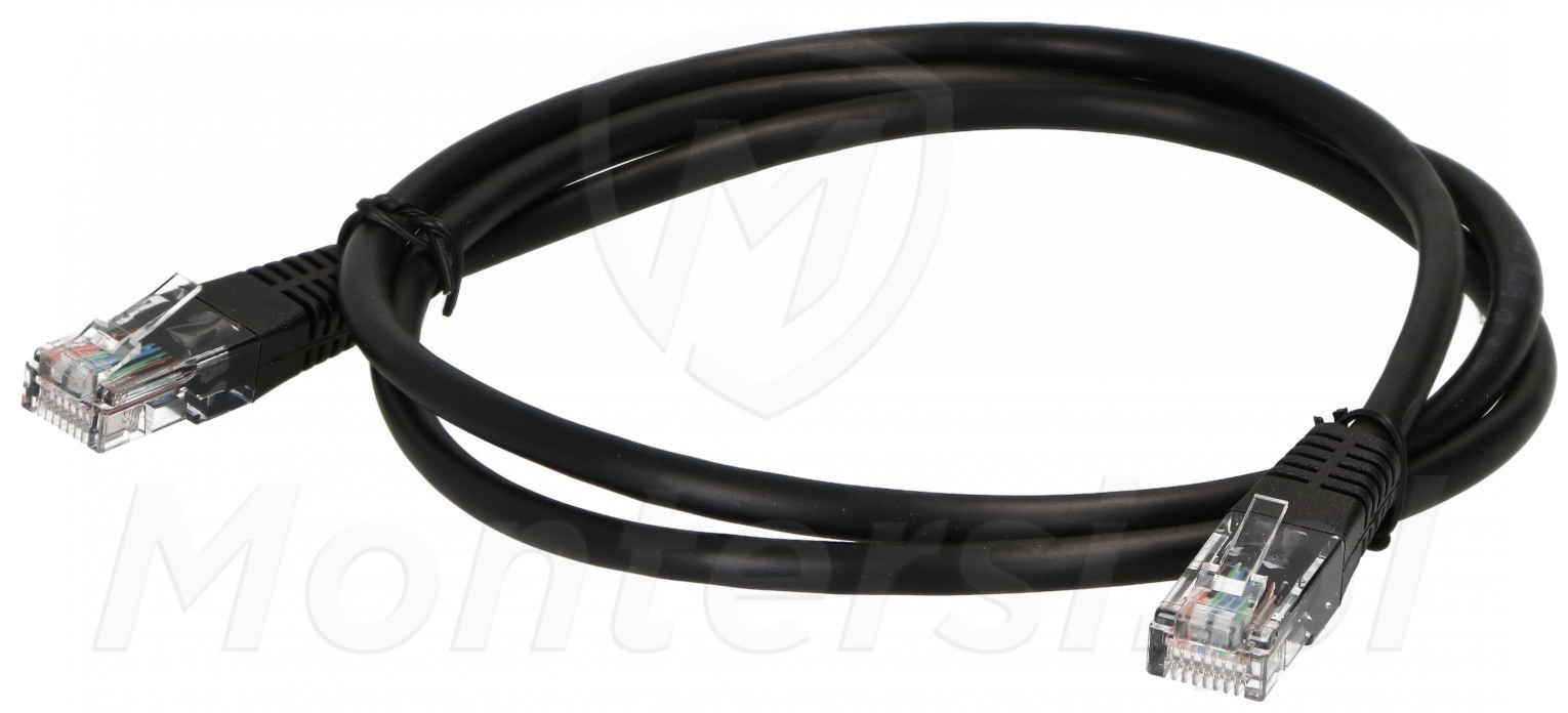 Patchcord U/UTP kat.5e, długość 1m - czarny Patchcord U/UTP kat.5e, długość 1m - czarny