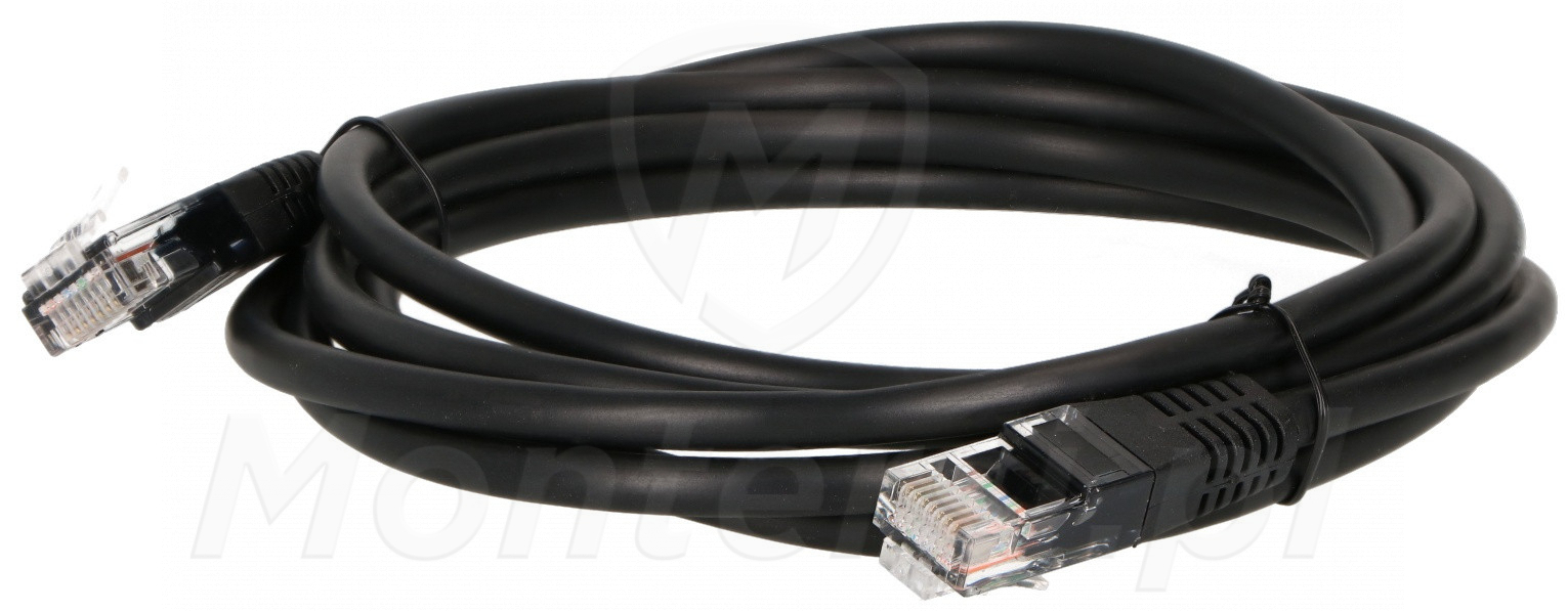 Patchcord U/UTP kat.5e, długość 3m - czarny