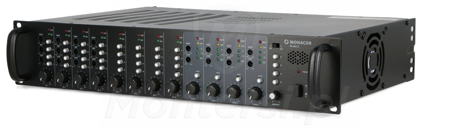 PA-M412 - Matrycowy wzmacniacz 4-strefowy (120W x 4), 100 V, 4/8 Ohm, RACK 19"