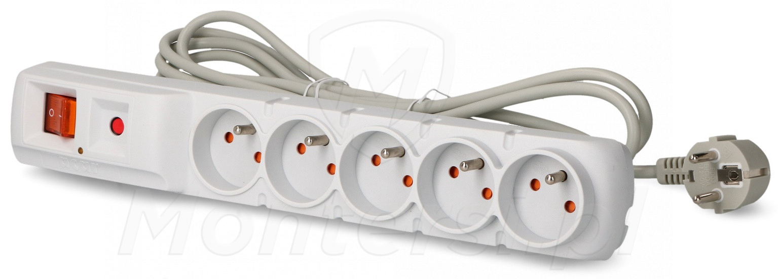 ACAR F5 3M - Listwa zasilająca 230V, 2300W, 3m, szary