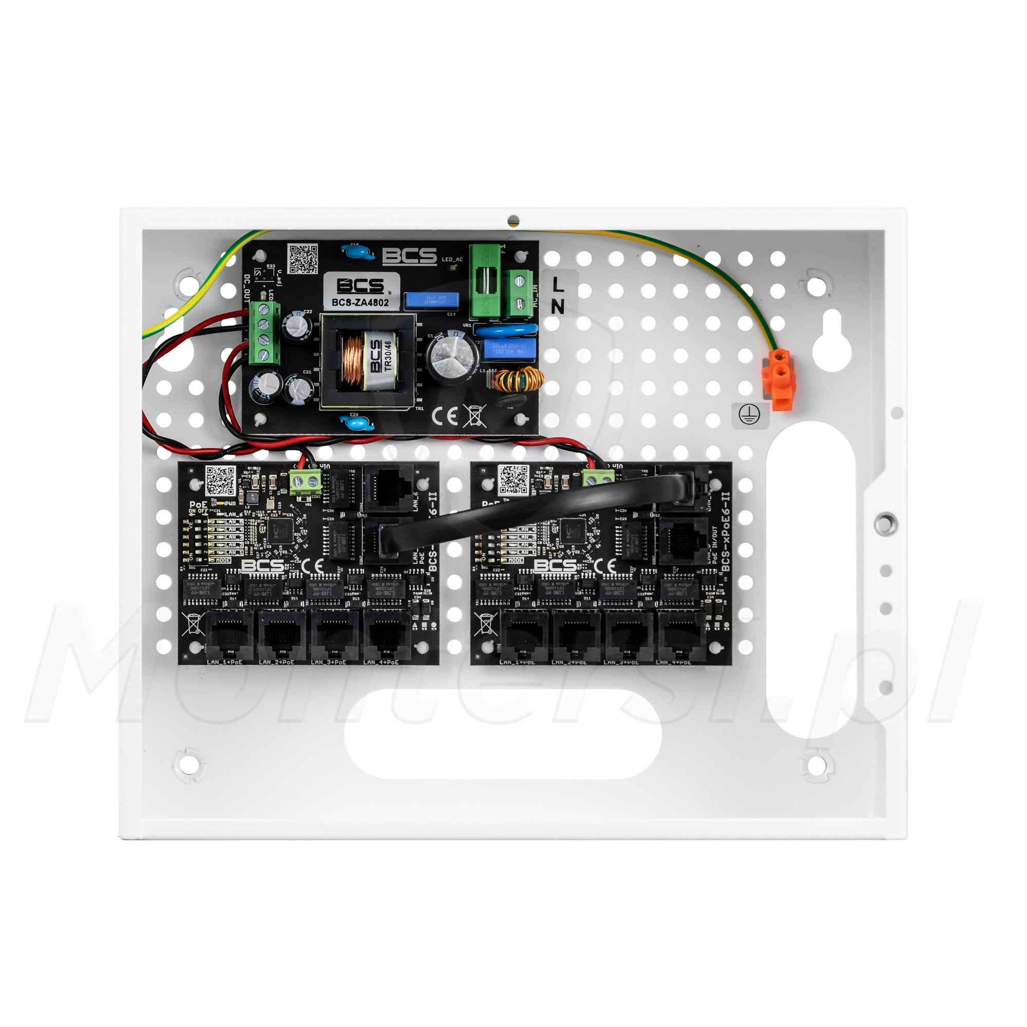 BCS-IP8/E-S - Zasilacz impulsowy PoE 8x48V
