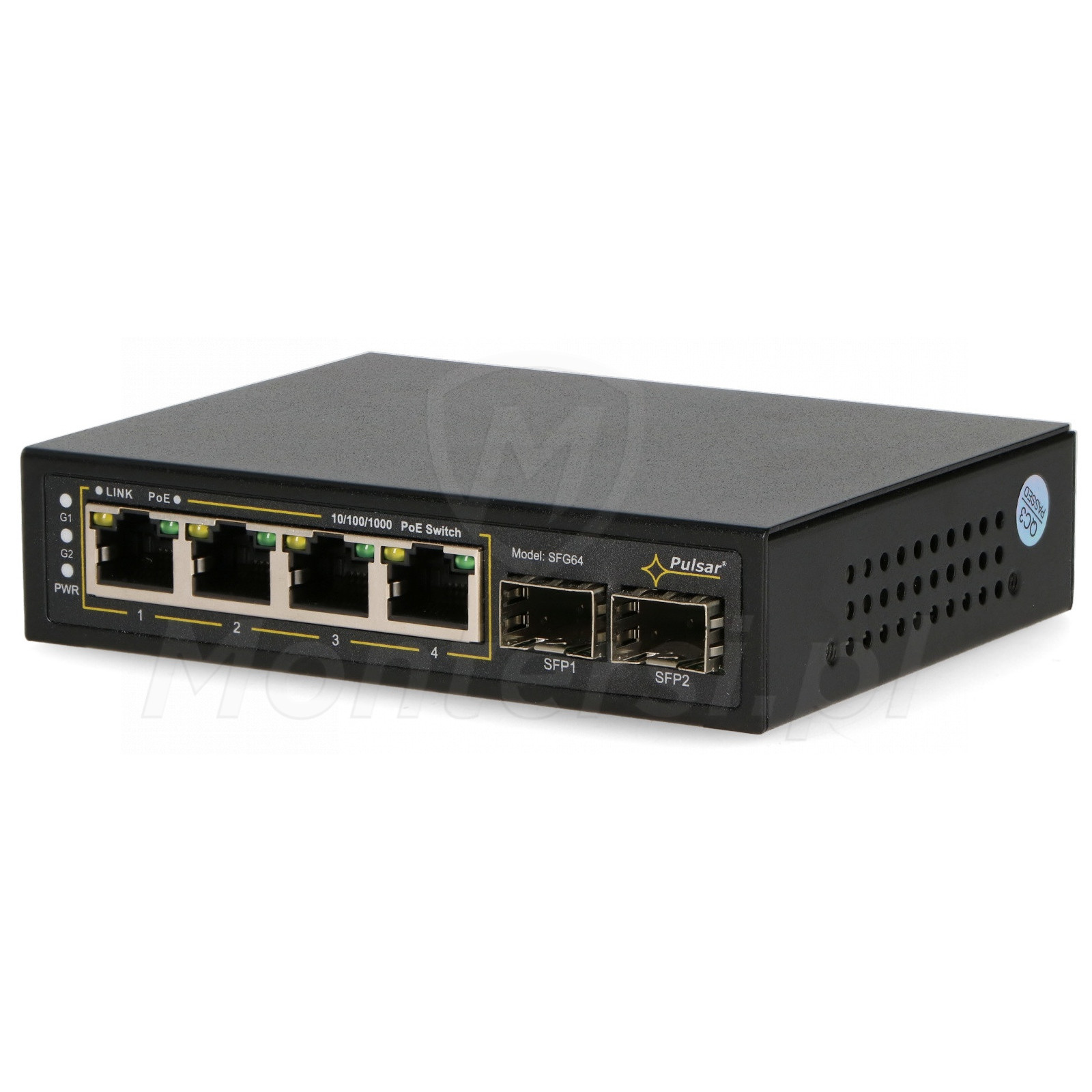 SFG64 - 6-portowy switch, 4x PoE at/af GE, 2x UPLINK SFP