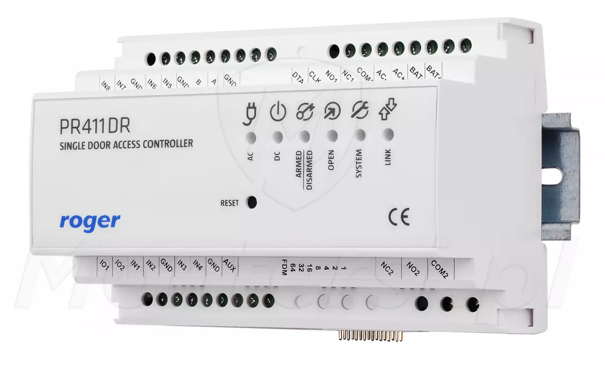PR411DR - Kontroler dostępu w obudowie na szynę DIN, zasilacz buforowy