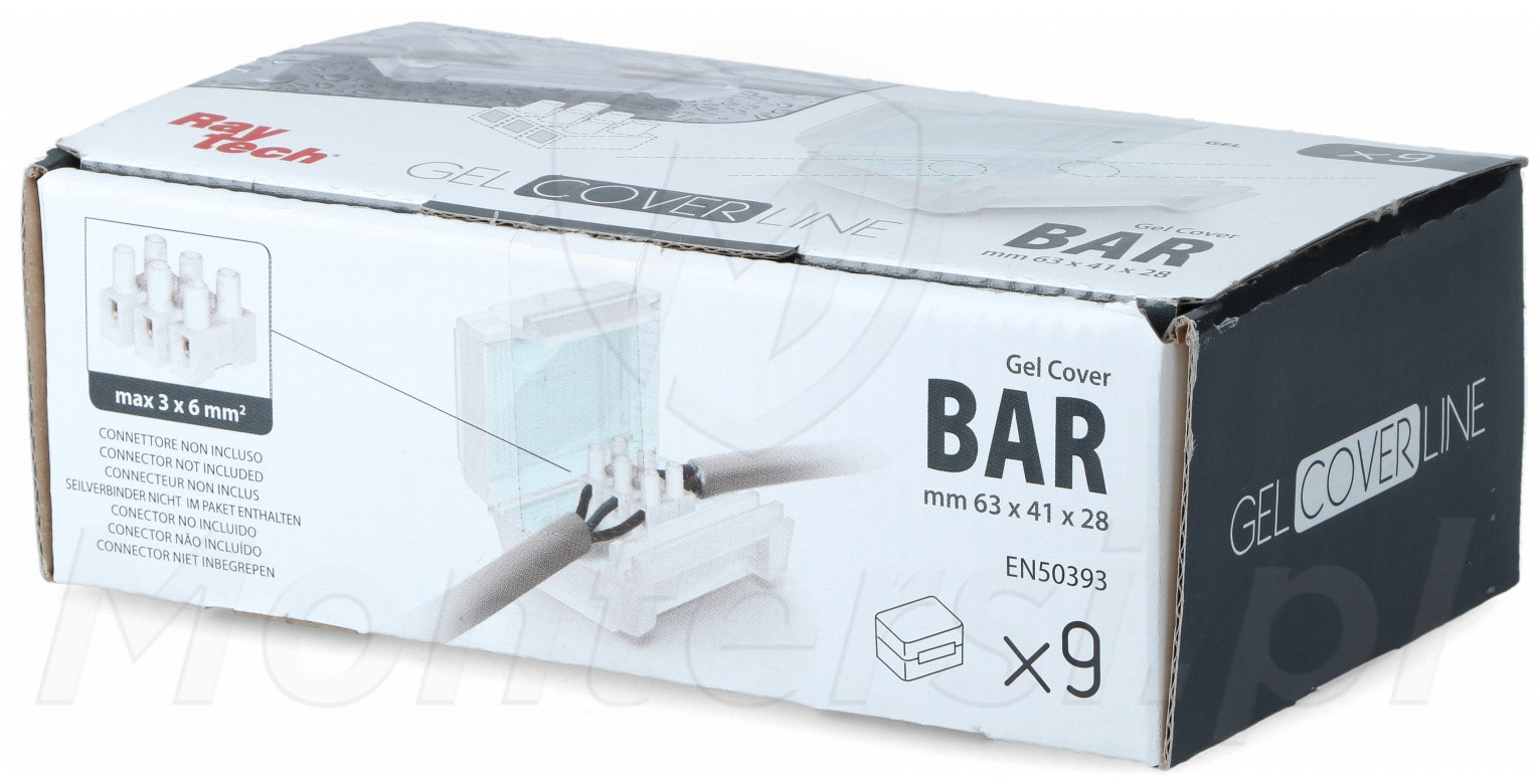 GELBOX BAR-MP - Hermetyczna puszka połączeniowa, żel uszczelniający, opakowanie 9 szt.