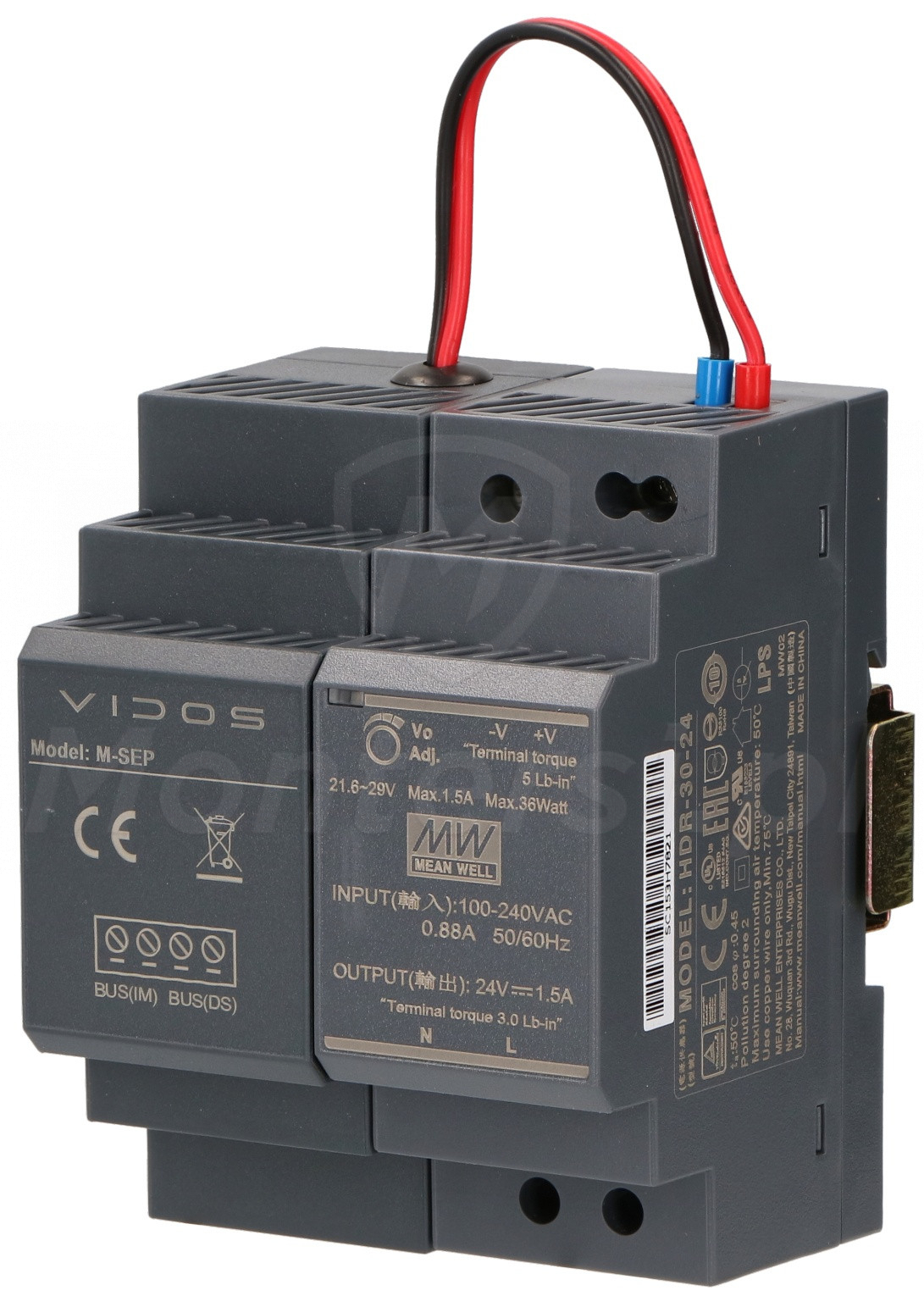 M-SEP/HDR-30-24 - Zasilacz na szynę DIN 24V/1.5A, VIDOS DUO M-SEP/HDR-30-24 - Zasilacz na szynę DIN 24V/1.5A, VIDOS DUO