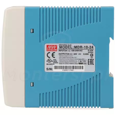 Bok zasilacza 24V DC MDR-10-24