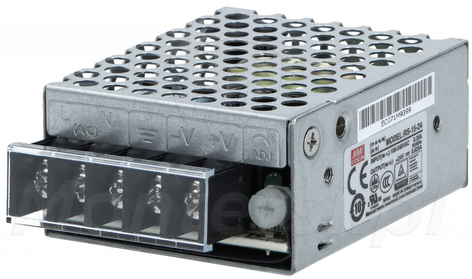 RS-15-24 - Przemysłowy zasilacz impulsowy 24V/1x0.625A