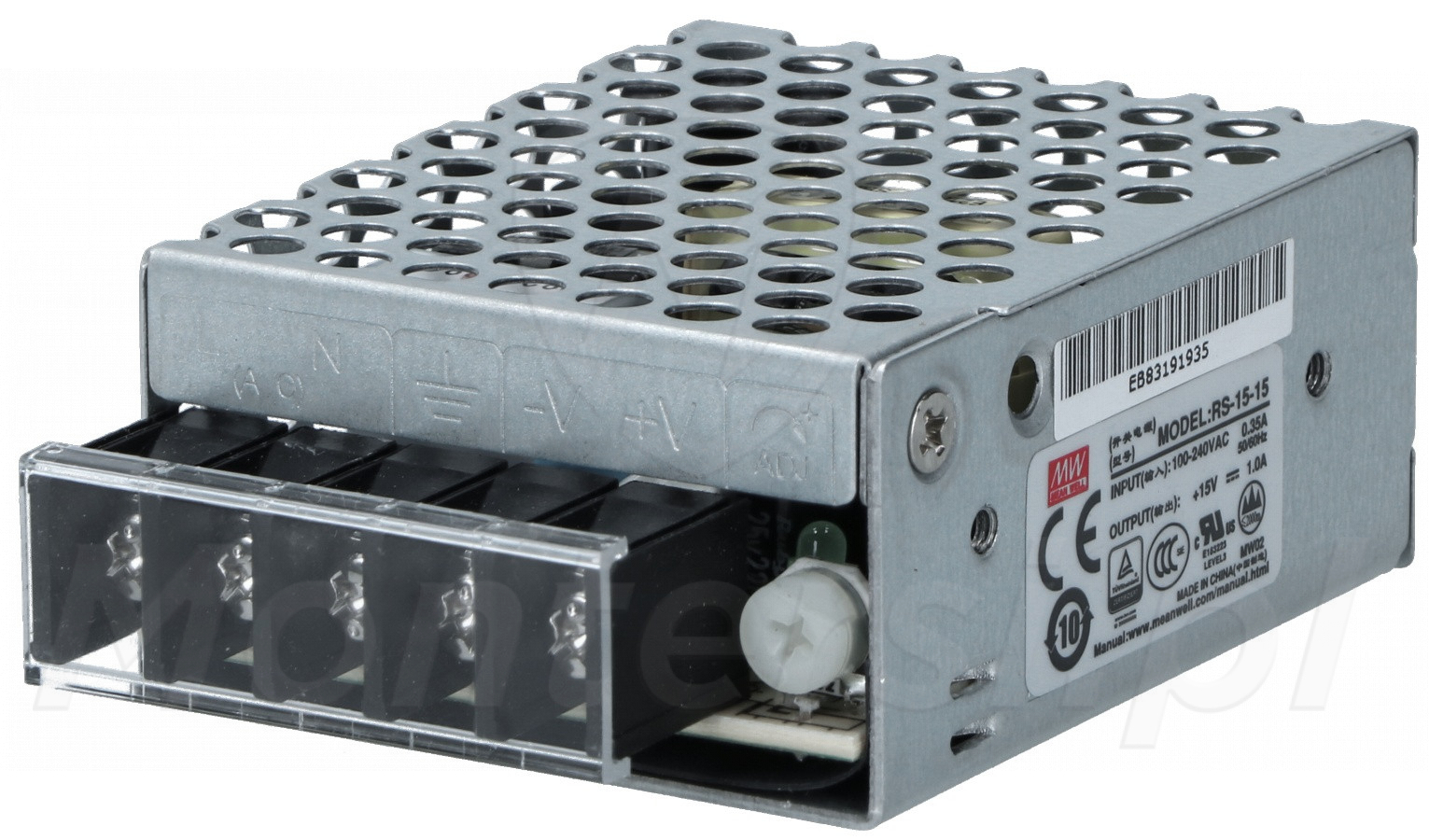 RS-15-12 - Przemysłowy zasilacz impulsowy 12V/1x1.3A