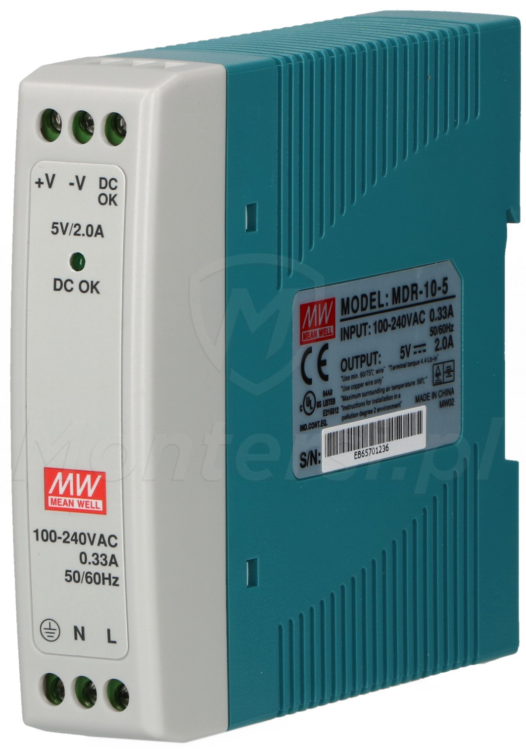 MDR-10-5 - Zasilacz na szynę DIN 5V DC / 2 A