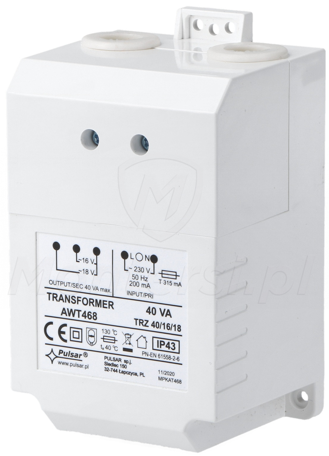 AWT468 - Transformator sieciowy 16V / 18V / 40VA AWT468 - Transformator sieciowy 16V / 18V / 40VA