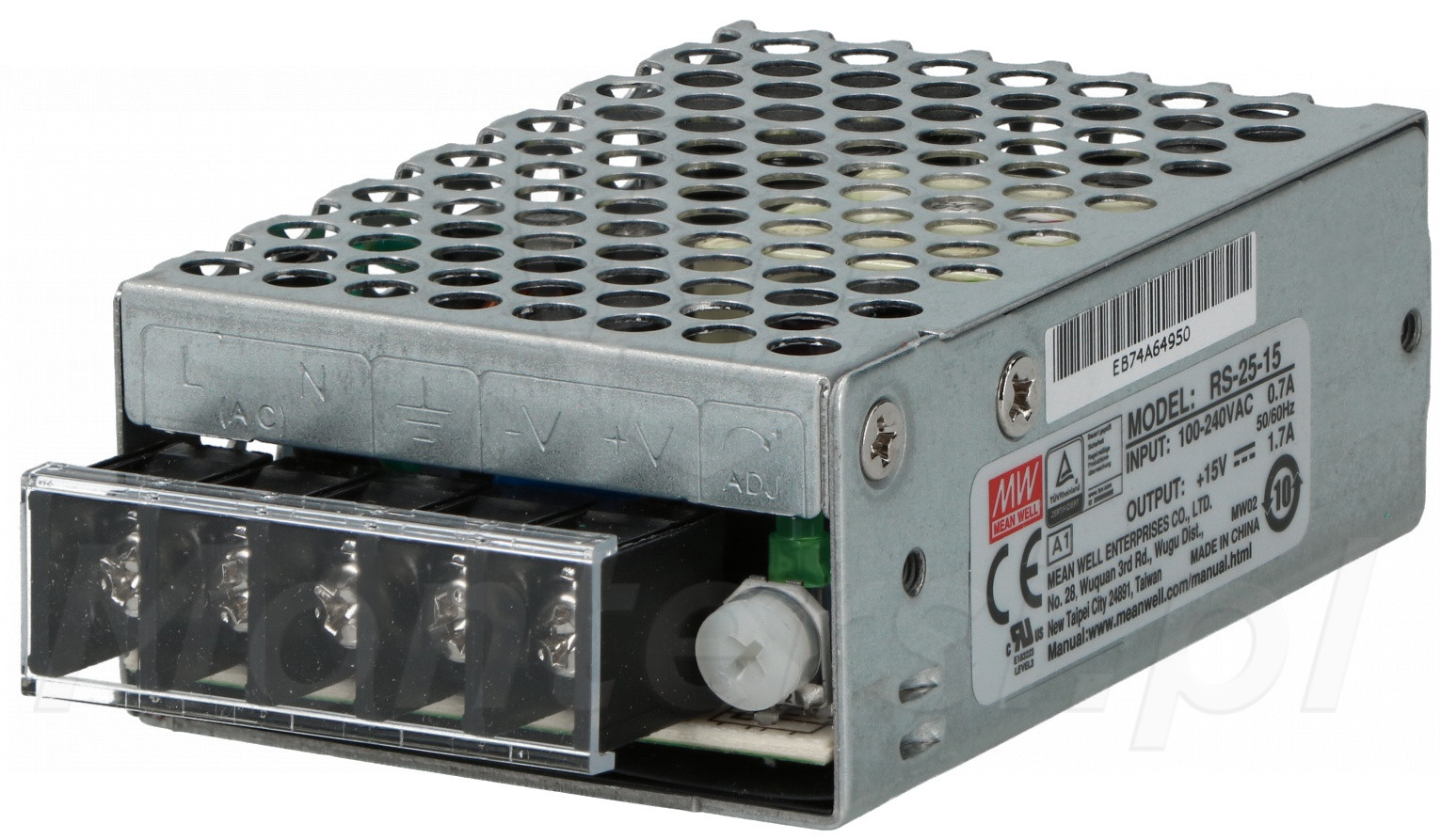 RS-25-15 - Przemysłowy zasilacz impulsowy 15V/1x1.7A RS-25-15 - Przemysłowy zasilacz impulsowy 15V/1x1.7A