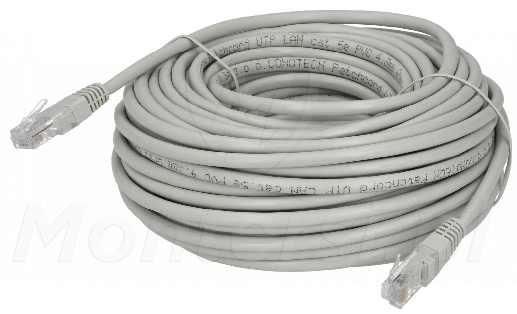Patchcord U/UTP kat.5e, długość 20m - szary