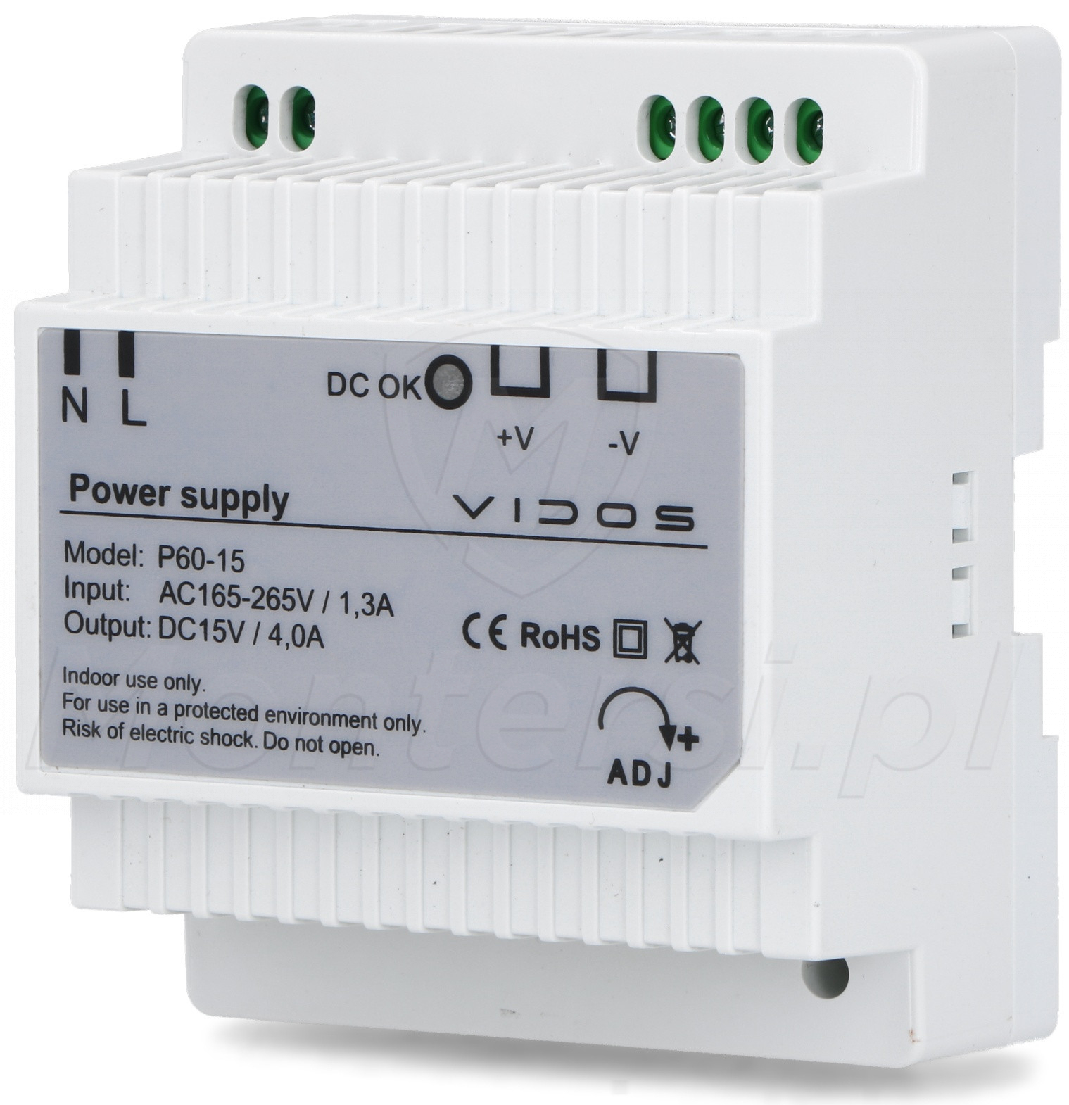 P60/15 - Zasilacz na szynę DIN, 14.5 V DC, 4 A