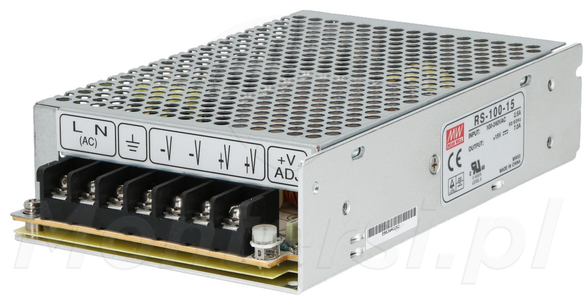 RS-100-15 - Zasilacz impulsowy 15V / 1x7A RS-100-15 - Zasilacz impulsowy 15V / 1x7A
