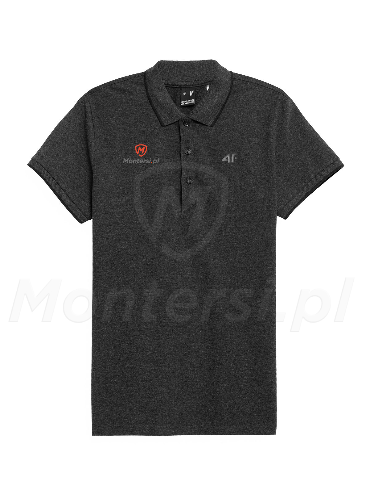 TSM357 - Polo ciemny szary melanż z logiem Montersi.pl rozmiar S