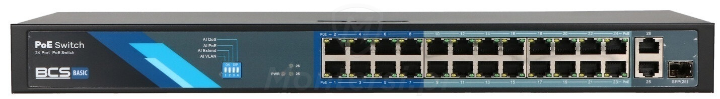 BCS-B-SP2402G-1SFP - 27-portowy switch, 24x PoE af/at, 2x UPLINK ...